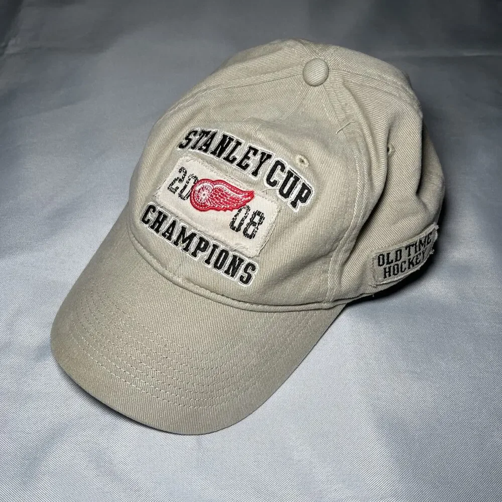 Old Time Hockey Detroit Red Wings Hat Beige 2008 Stanley Cup Champions Vtg Cap